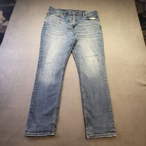 Old Navy Jeans Mens Sz 37x29 Blue Slim Straight Distressed Stretch Denim